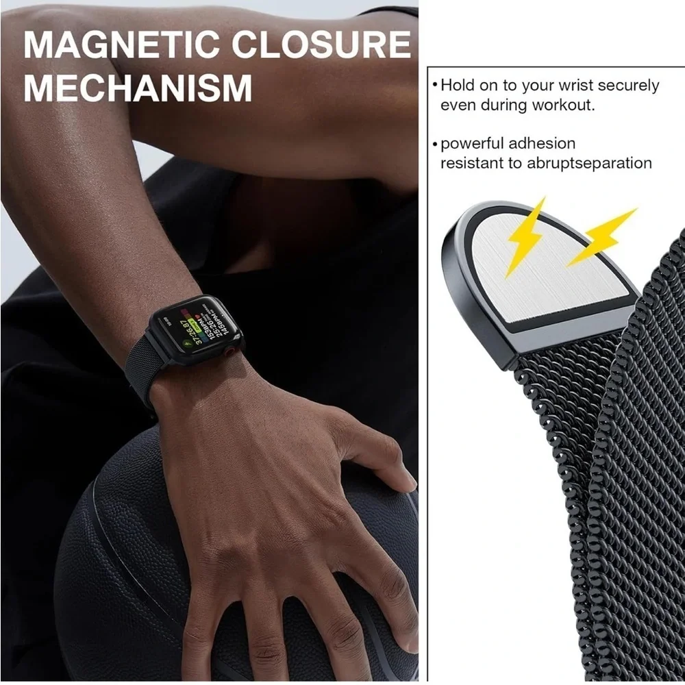 NWT! Magnetic Clasp Replacement Band for Smartwatch: Black 42-49 MM